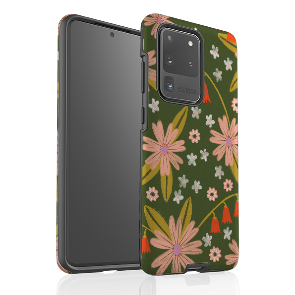 Samsung Tough Case - Red and Green Floral Pattern By Lee Foster Wilson