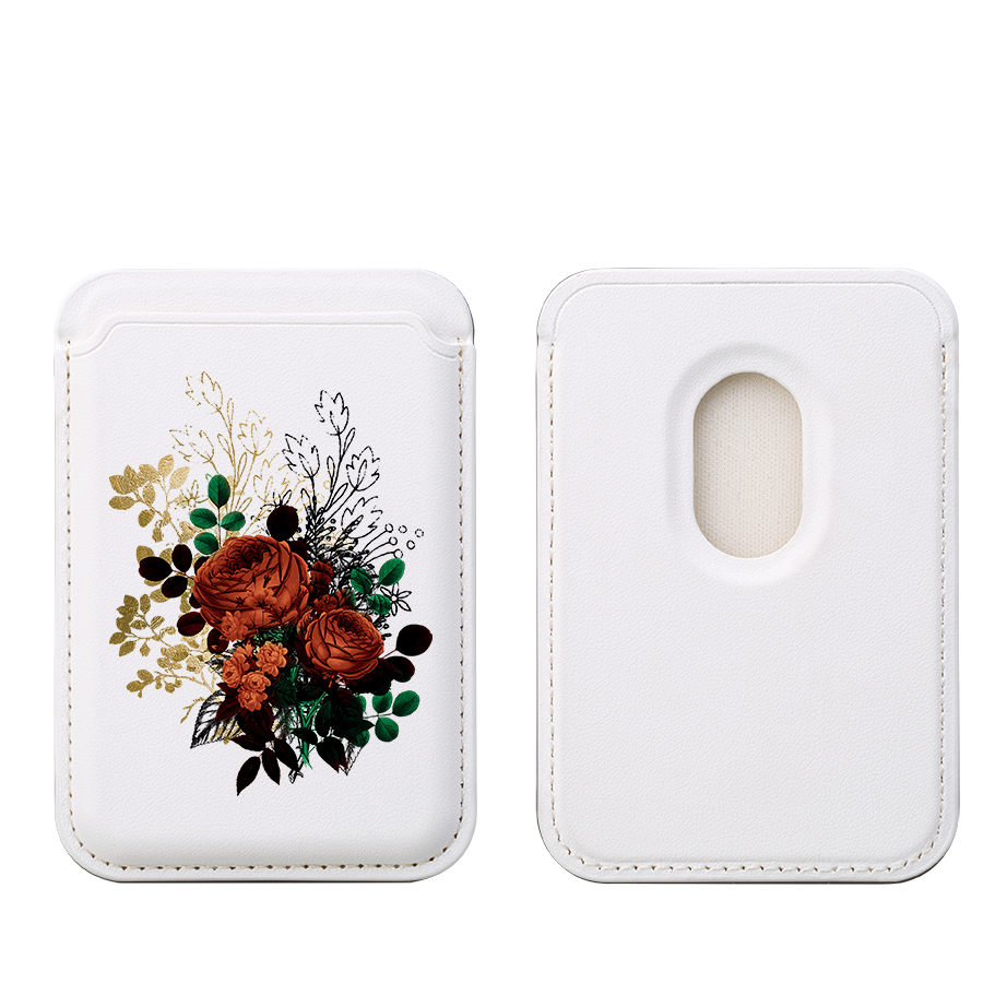Rose Floral MagSafe Wallet- White