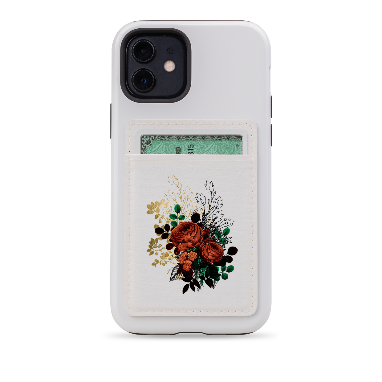 Rose Floral MagSafe Wallet- White