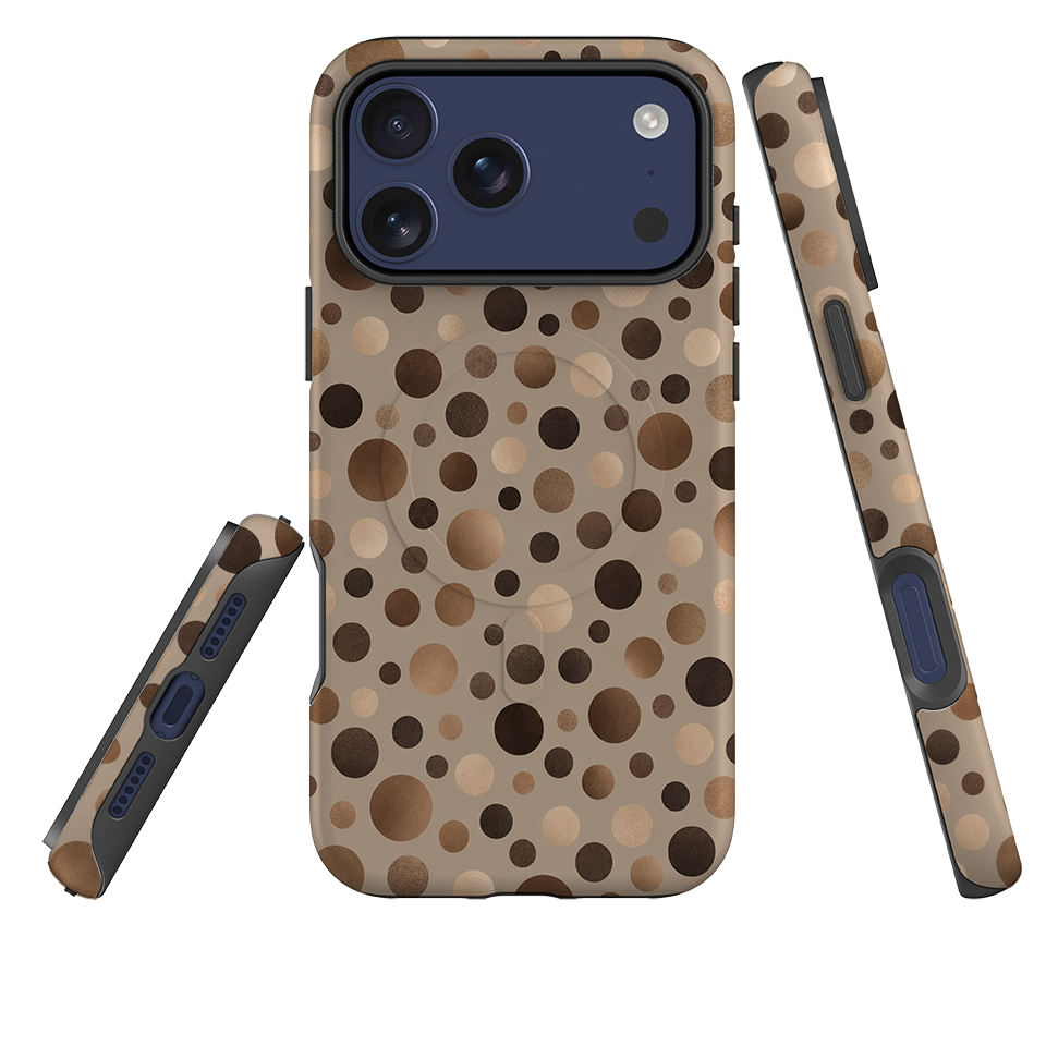 iPhone MagSafe Tough Case - Rose Gold Polka Dot