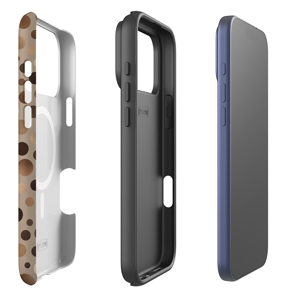 iPhone MagSafe Tough Case - Rose Gold Polka Dot