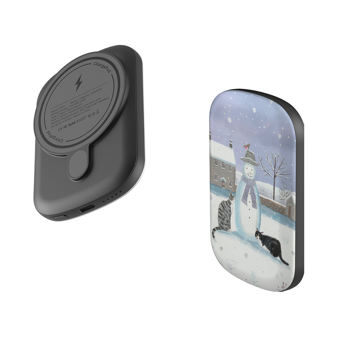 MagSafe Power Bank - Snowman And Cats By Mary Stubberfield