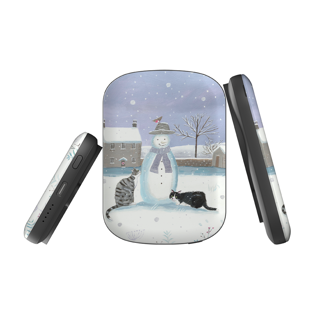 MagSafe Power Bank - Snowman And Cats By Mary Stubberfield
