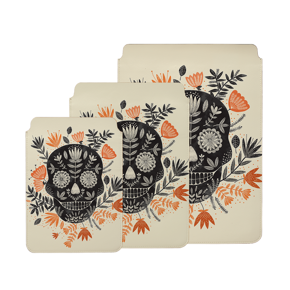 Sugar Skull Cream By Jade Mosinski Laptop, Kindle & iPad Sleeve