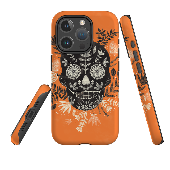 iPhone MagSafe Tough Case -  Sugar Skull Orange By Jade Mosinski