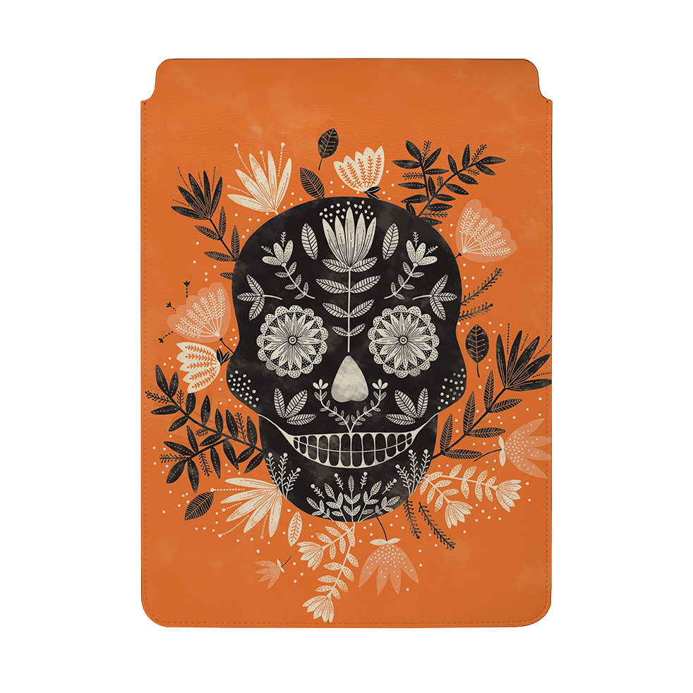 Sugar Skull Orange By Jade Mosinski Laptop, Kindle & iPad Sleeve