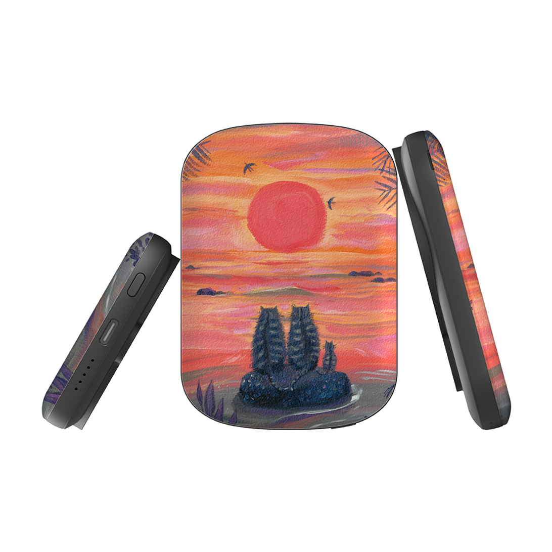 MagSafe Power Bank - Sunset Cats By Mary Stubberfield