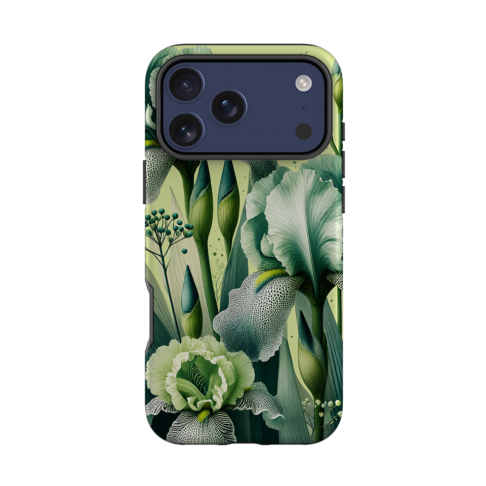 iPhone Tough Case - Sage Green Iris Floral