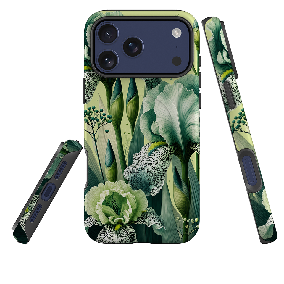 iPhone MagSafe Tough Case - Sage Green Iris Floral