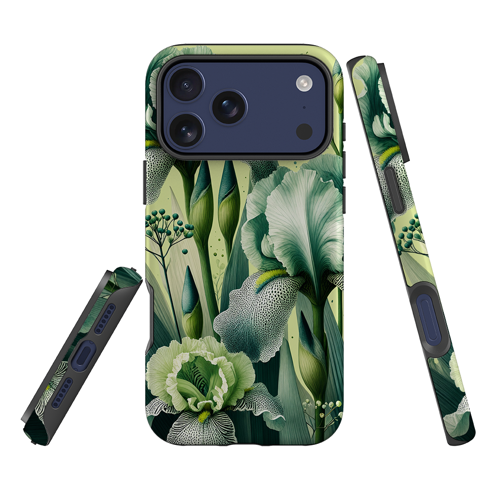 iPhone Tough Case - Sage Green Iris Floral