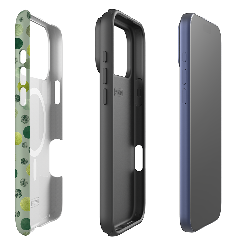 iPhone MagSafe Tough Case - Sage Green Polka Dot