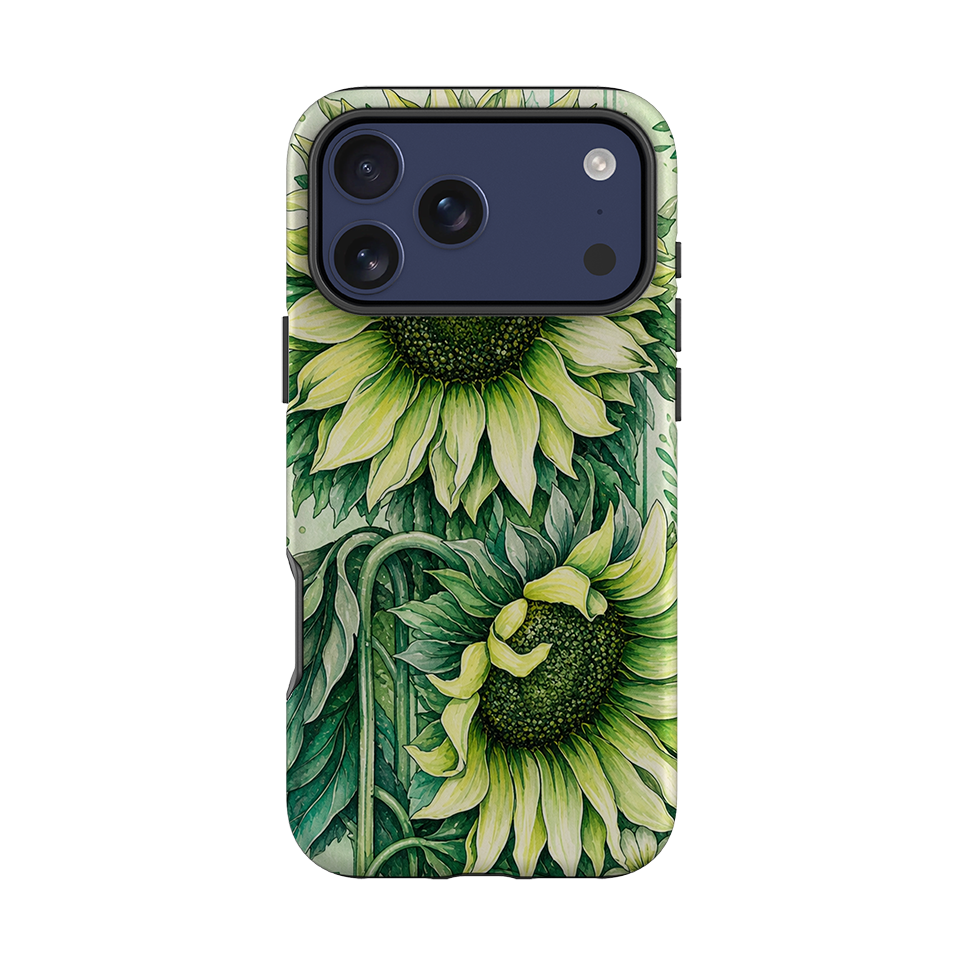 iPhone Tough Case - Sage Green Sunflower