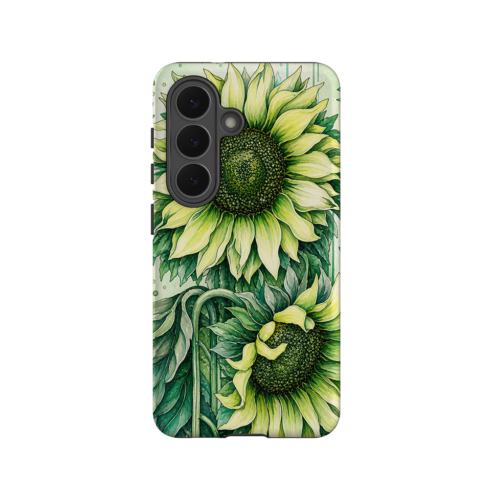 Samsung Tough Case - Sage Green Sunflower