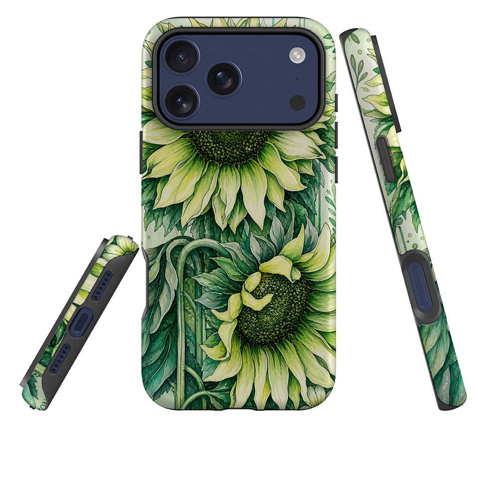 iPhone MagSafe Tough Case - Sage Green Sunflower