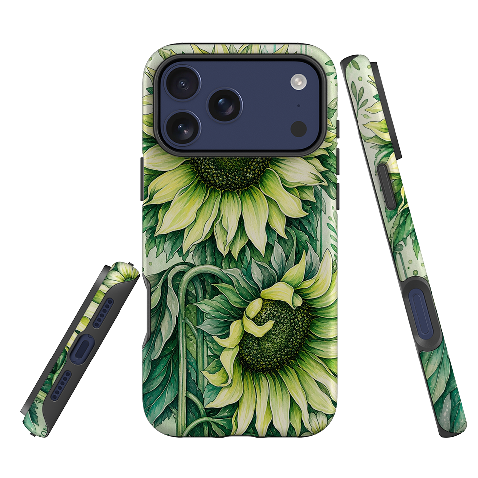 iPhone Tough Case - Sage Green Sunflower