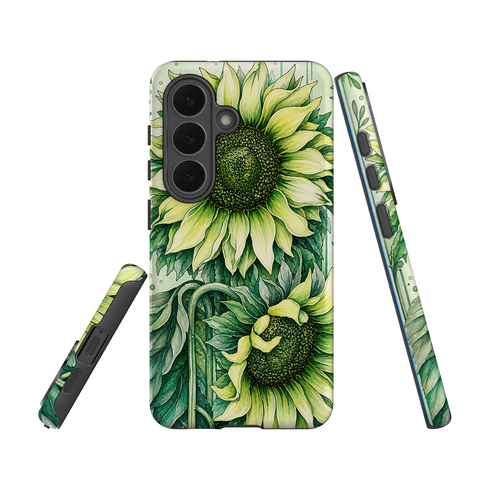 Samsung Tough Case - Sage Green Sunflower