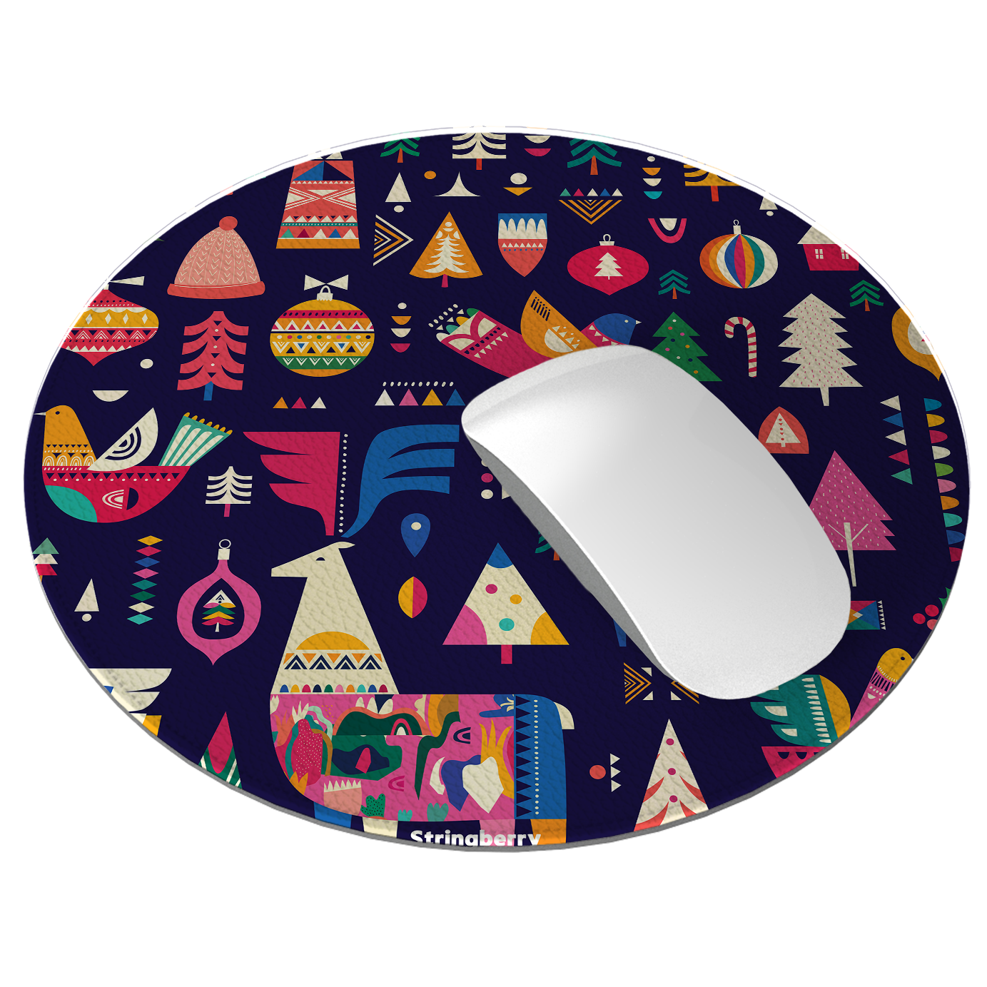 Scandi Xmas Blue Vegan Leather Mouse Mat