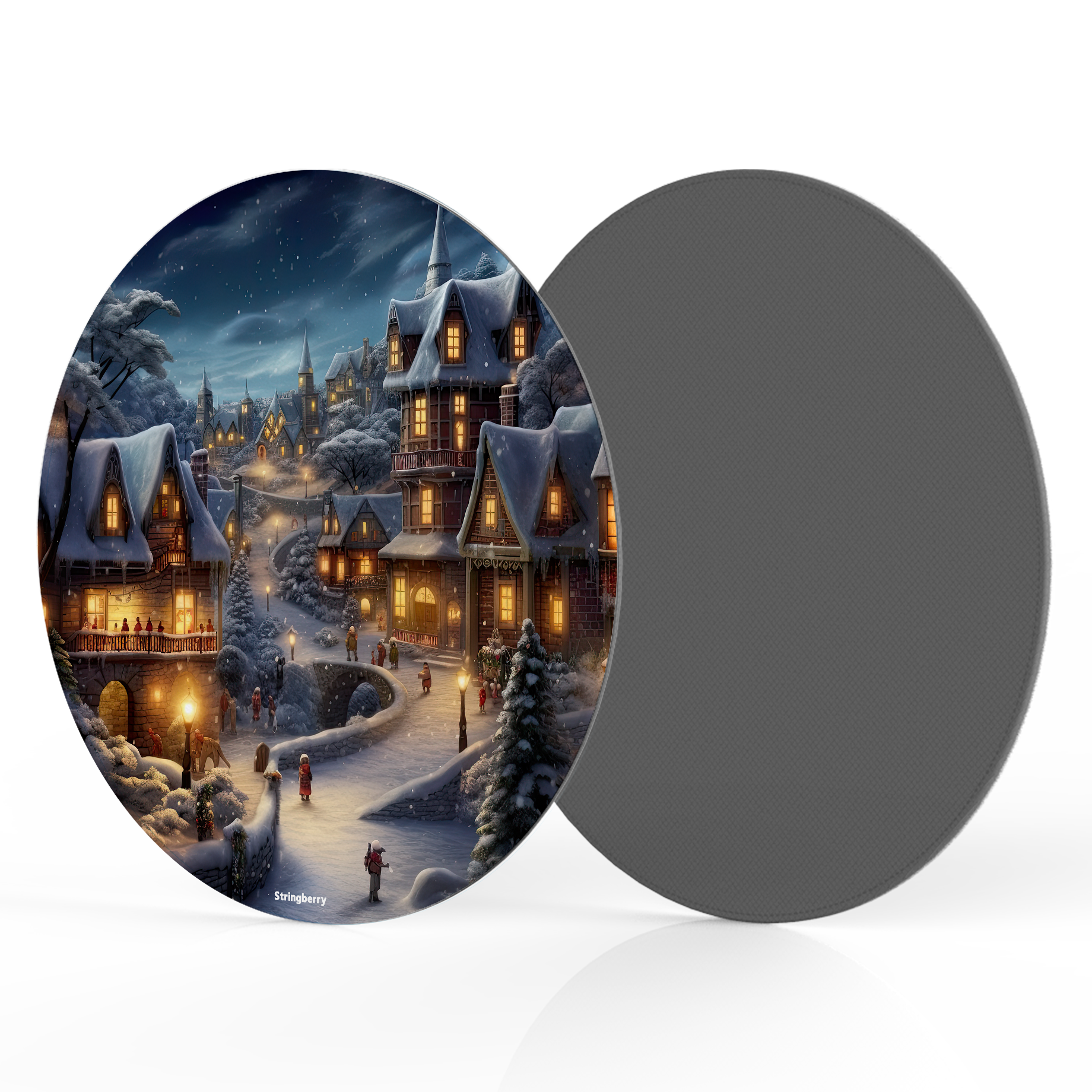 Scandinavian Winter Night Vegan Leather Mouse Mat