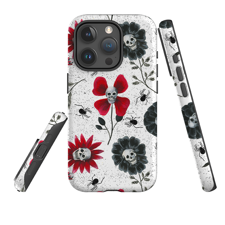 iPhone Tough Case - Skull Flowers By Abby Jacobs