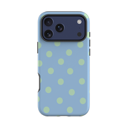 iPhone Tough Case - Sky Blue & Mint Green Polka Dot