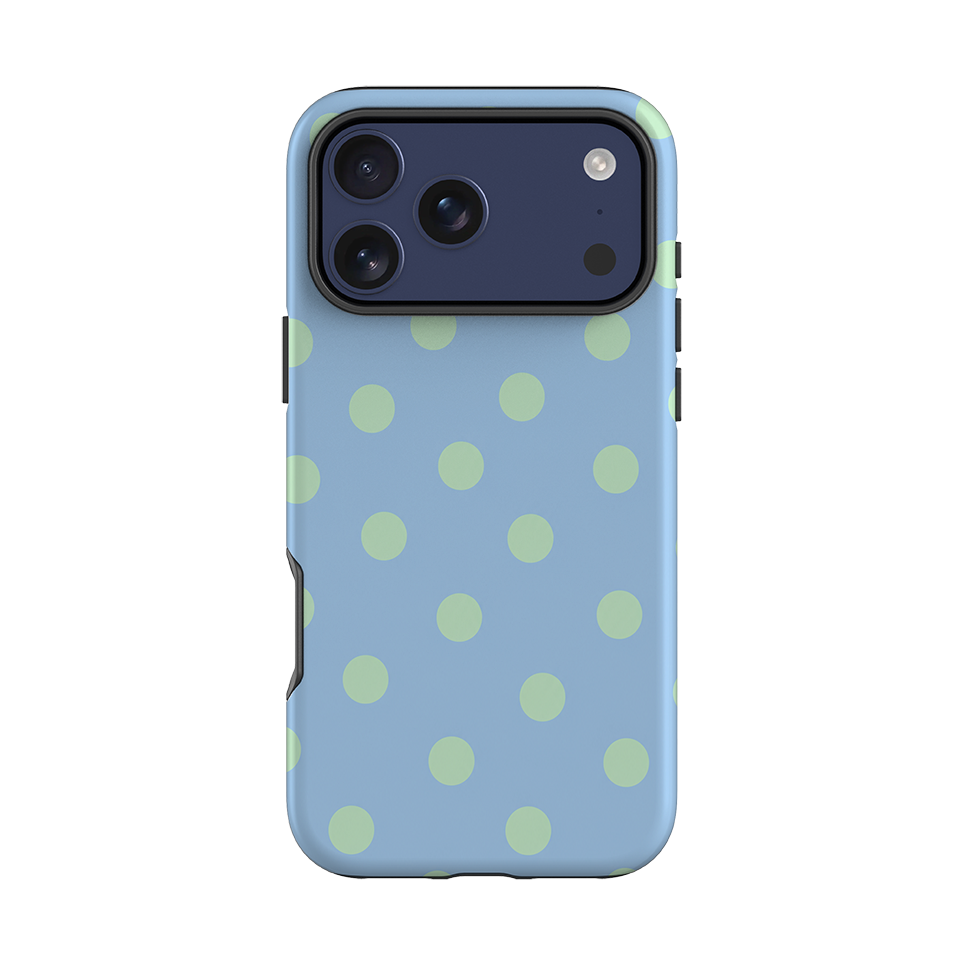 iPhone Tough Case - Sky Blue & Mint Green Polka Dot
