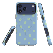 iPhone MagSafe Tough Case - Sky Blue & Mint Green Polka Dot