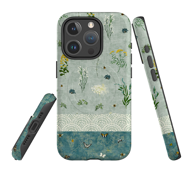 iPhone MagSafe Tough Case - Song Bird Florals and Bees 2 By Katherine Quinn