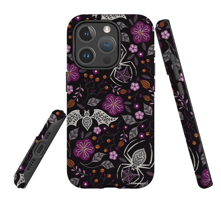 iPhone MagSafe Tough Case -  Spider Bat Pattern Black By Jenny Zemanek