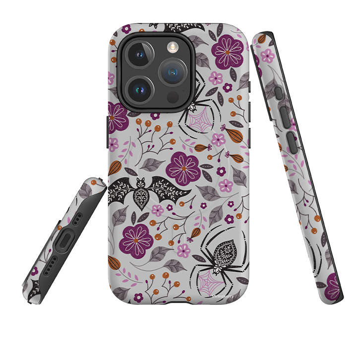 iPhone MagSafe Tough Case -  Spider Bat Pattern Grey By Jenny Zemanek