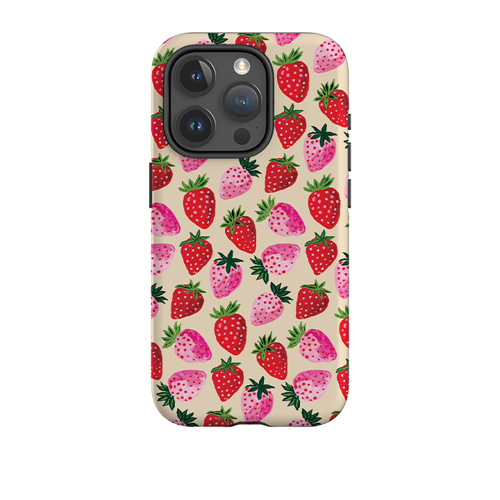 iPhone Tough Case - Strawberry Scatter Cream By Emma Frances Grant