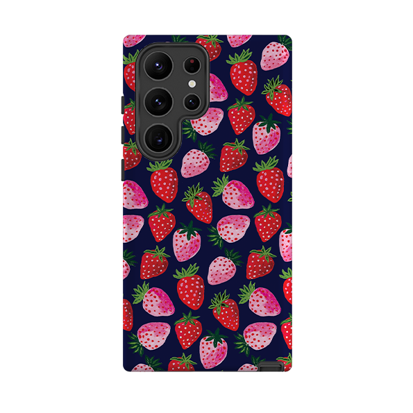 Samsung Tough  Case - Strawberry Scatter Navy By Emma Frances Grant