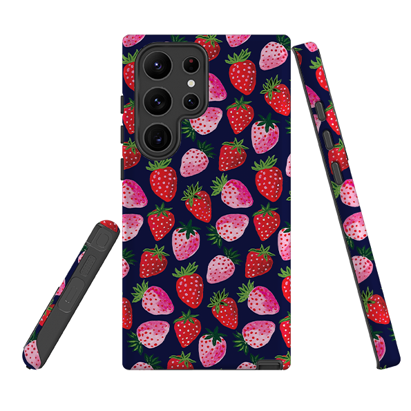 Samsung Tough  Case - Strawberry Scatter Navy By Emma Frances Grant