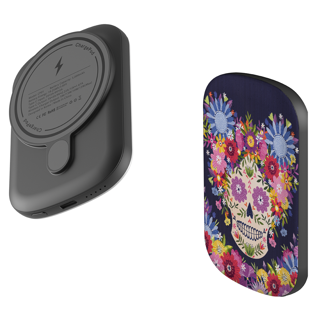 MagSafe Power Bank - Sugar Skull Blue By Ali Brookes