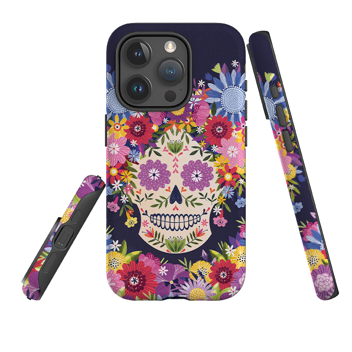 iPhone Tough Case - Sugar Skull Blue By Ali Brookes