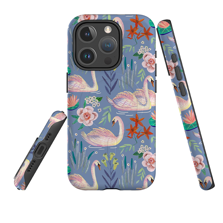 iPhone MagSafe Tough Case -  Swan Pattern By Caroline Bonne Muller