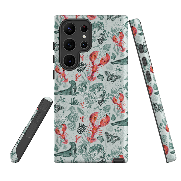 Samsung Tough  Case - Teal Seals and Lovely Lobsters By Emma Frances Grant