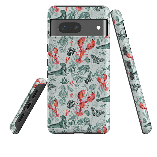 Google Tough  Case - Teal Seals and Lovely Lobsters by Emma Frances Grant