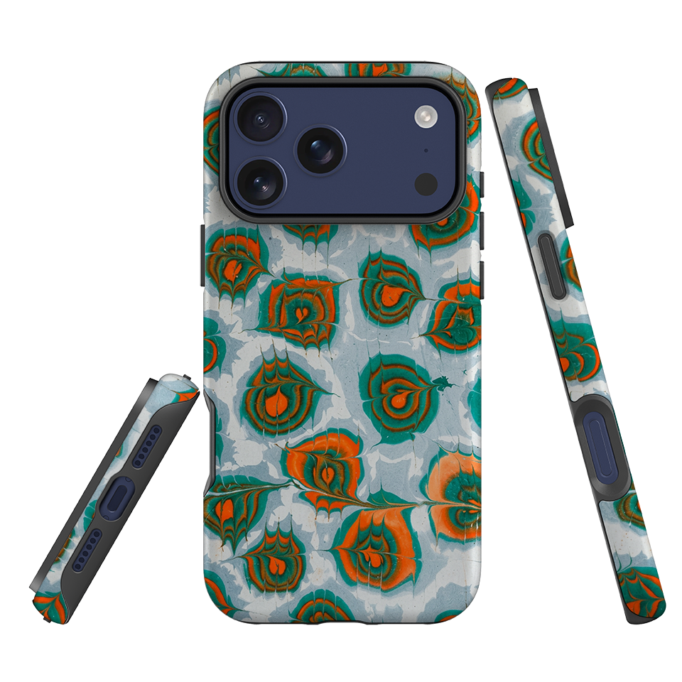 iPhone Tough Case - Teal & Orange Marble