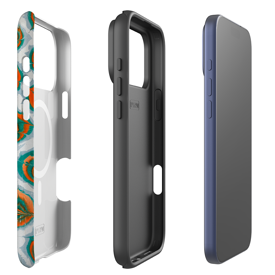iPhone MagSafe Tough Case - Teal & Orange Marble