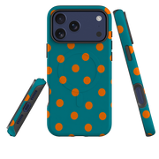 iPhone MagSafe Tough Case - Teal & Orange Polka Dot