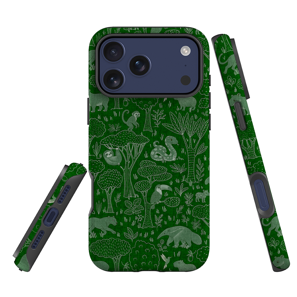 iPhone Tough Case - Tropical Jungle Animals green By Katherine Quinn