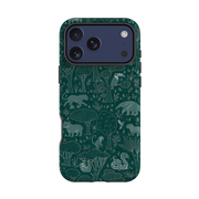 iPhone Tough Case - Tropical Jungle Animals teal By Katherine Quinn