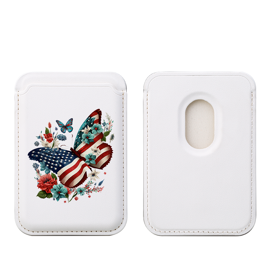 USA Floral MagSafe Wallet- White