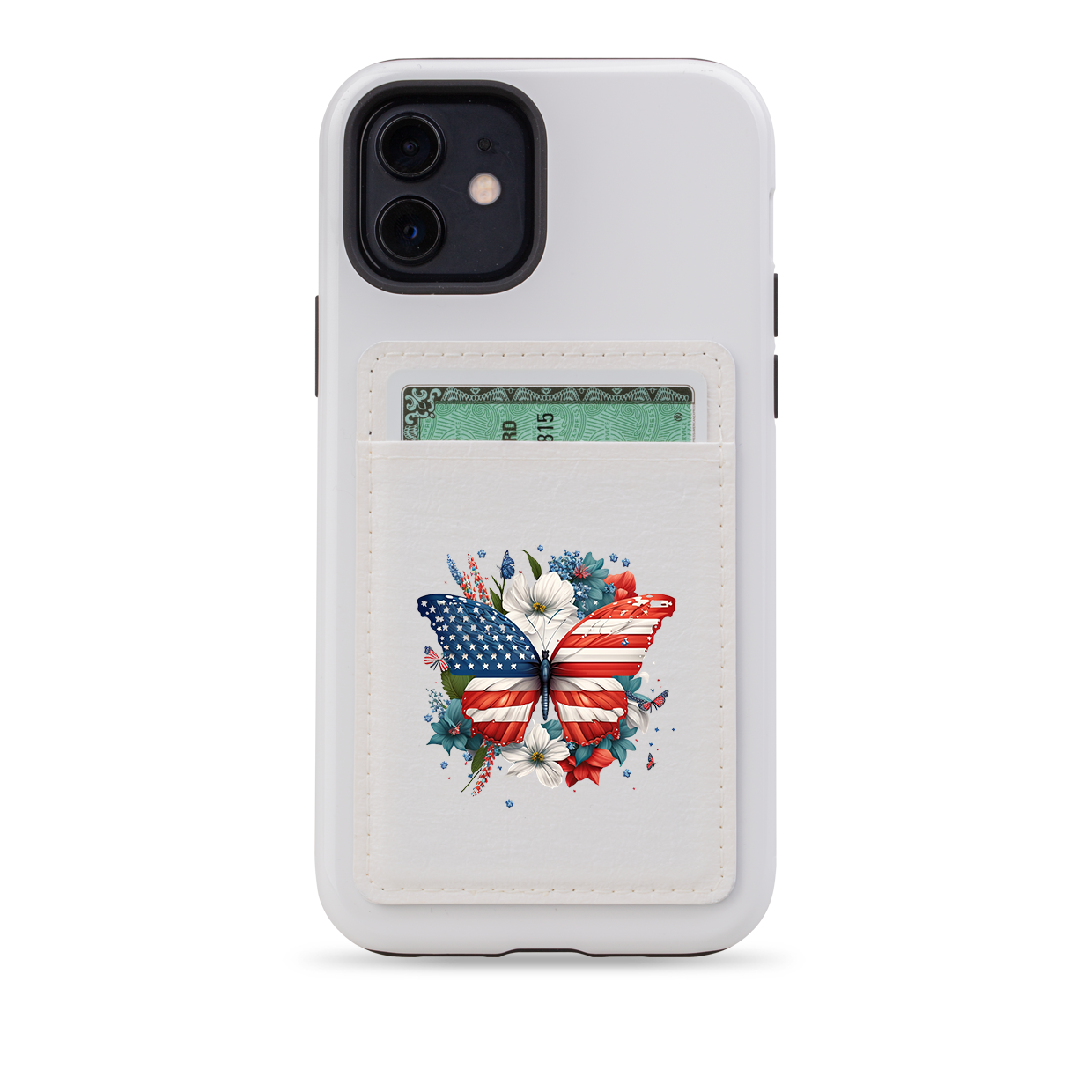 USA Floral II MagSafe Wallet- White