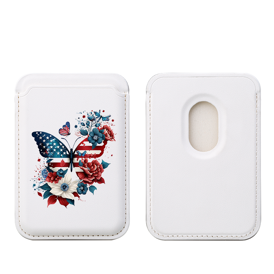USA Floral III MagSafe Wallet- White