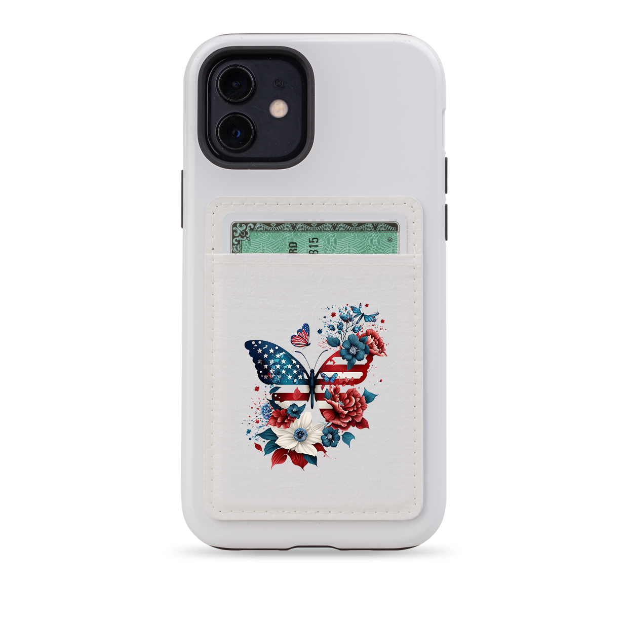USA Floral III MagSafe Wallet- White