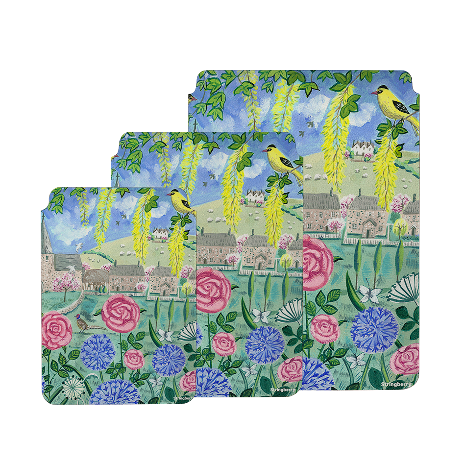 Village Floral By Mary Stubberfield Laptop, Kindle & iPad Sleeve