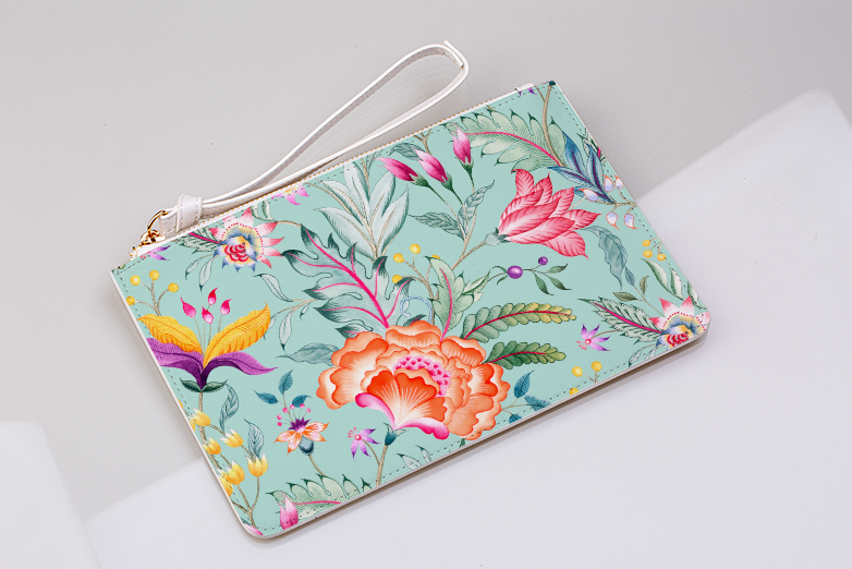 Vale Floral Mint Clutch Bag