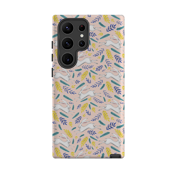 Samsung Tough Case - White Hare Pattern By Catherine Rowe