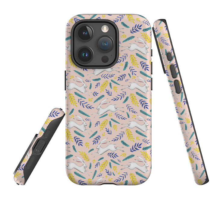 iPhone Tough Case - White Hare Pattern By Catherine Rowe